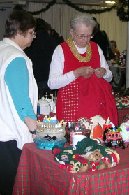 Ethel and Tracy at the White Elephant Table